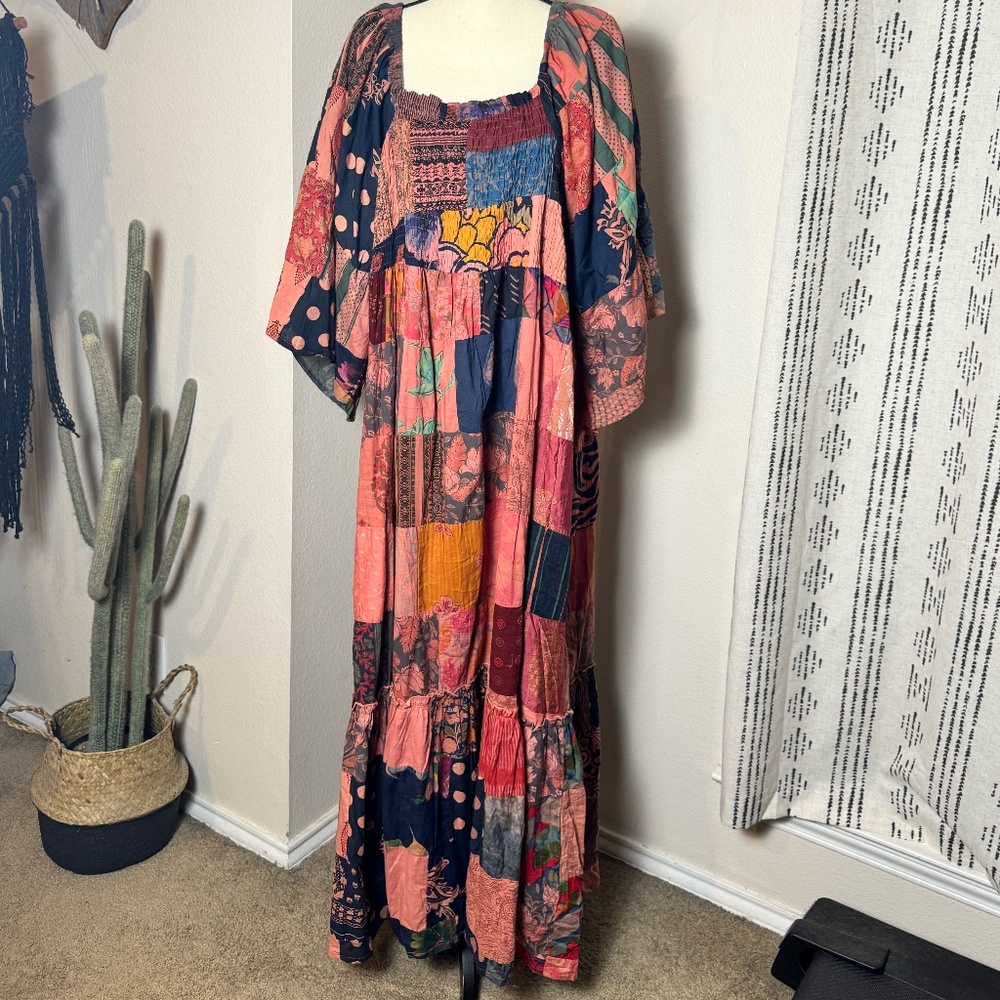 Patchwork boho Style Dress! Earthbound Trading Plus Size Maxi Dress